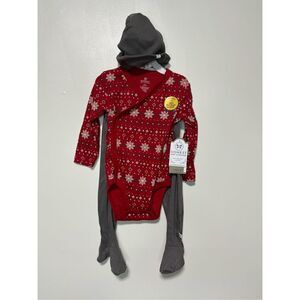 Honest Baby Clothing Organic Cotton 3 Piece Holiday Matching Outfit 6/9 Months